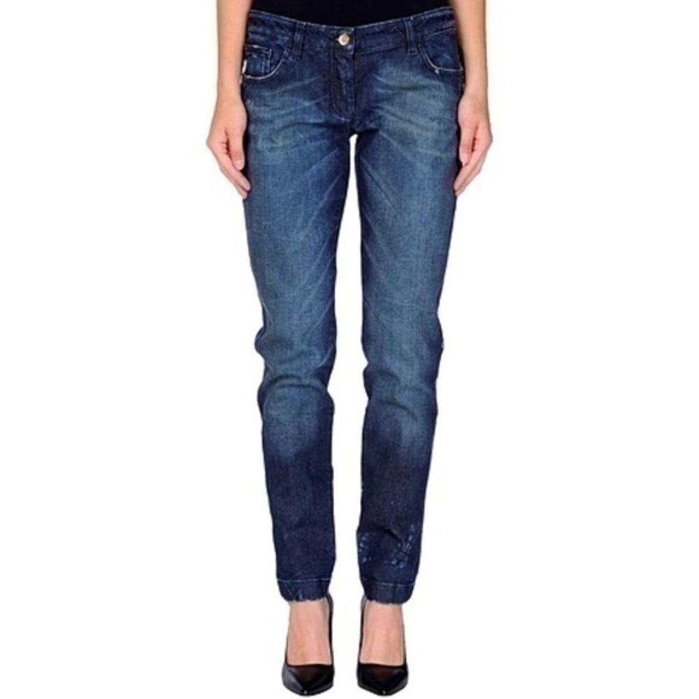 Dolce and Gabbana Italy crochet embroidered lace back pockets D&G runaway jeans